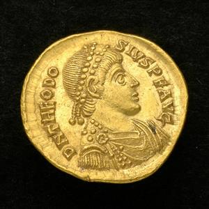 מטבע ,תיאודוסיוס הא' (395-388  לסה"נ),תסלוניקה,סולידוס
 צלם:לא ידוע
