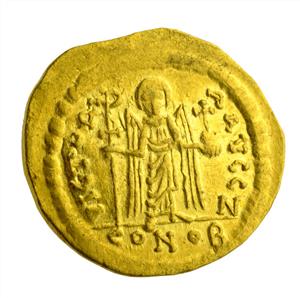 Coin ,Maurice Tiberius (583-601 A.D),Constantinopolis,Solidus
 Photographer:Unknown